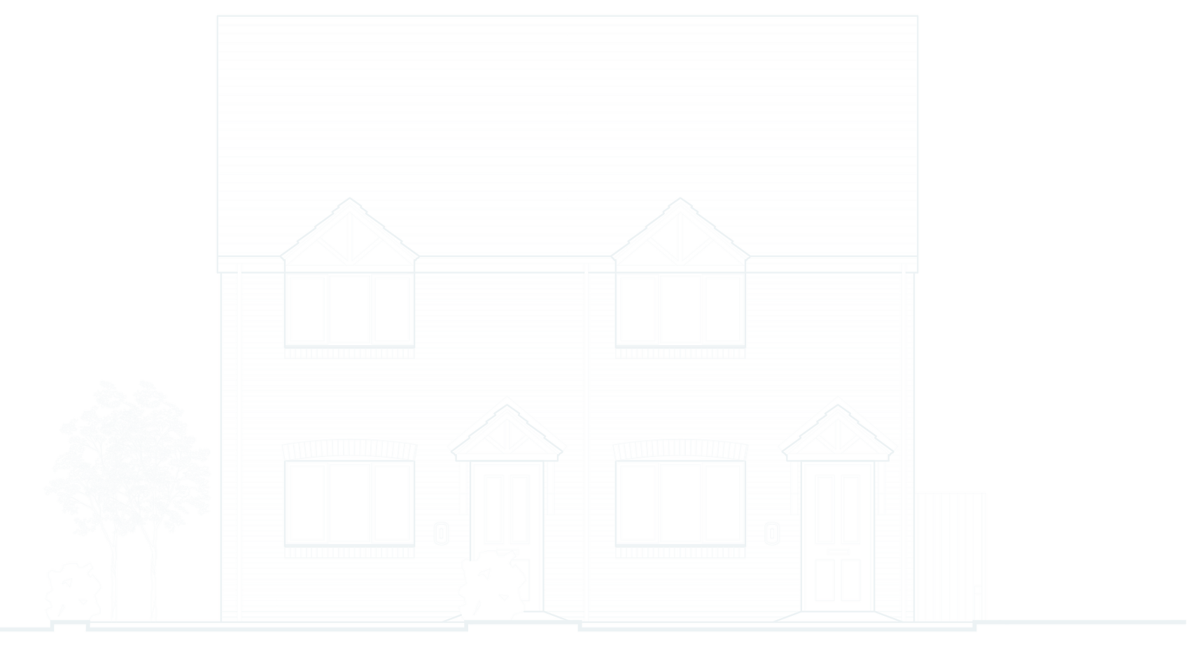 Approved front elevation of the two semi-detached homes on Montgomery Road, under one tiled roof