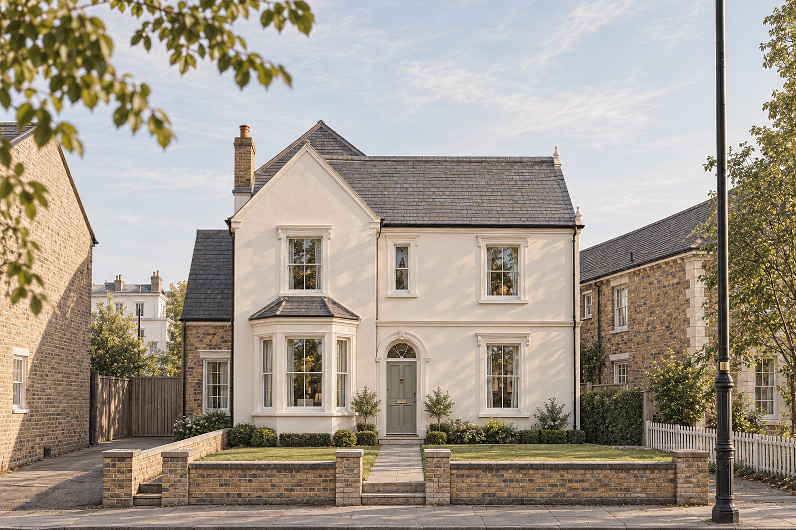 Visualisation of the restored front of 17 Avenue Road, Leamington Spa: a Victorian villa with a canted bay