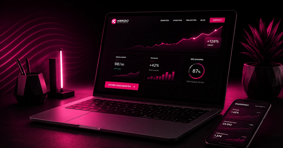 Laptop met marketing dashboard van KERZO® digital