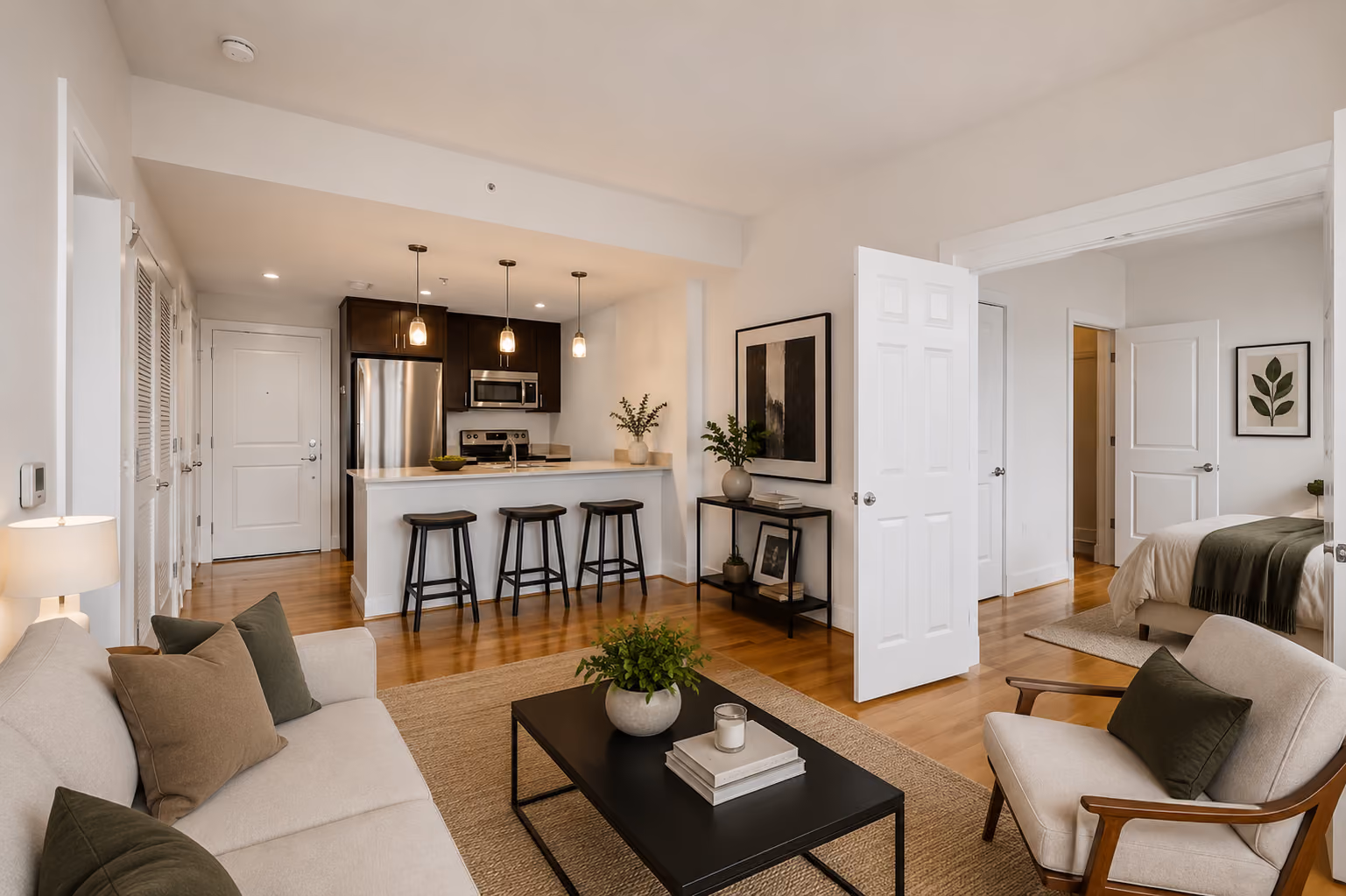 Living area with custom lighting