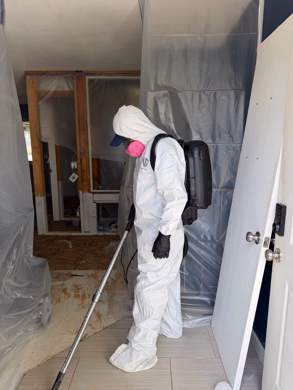 Technician treating a water loss