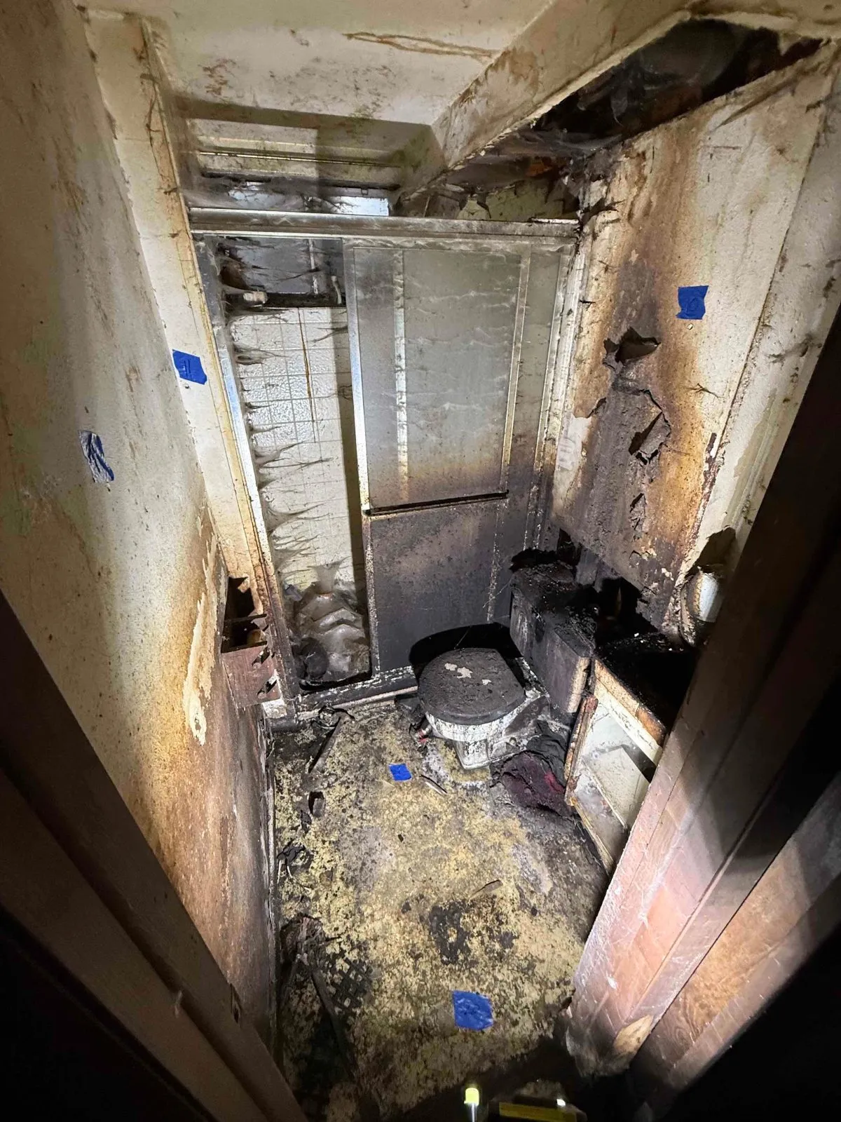 Bathroom stripped to studs