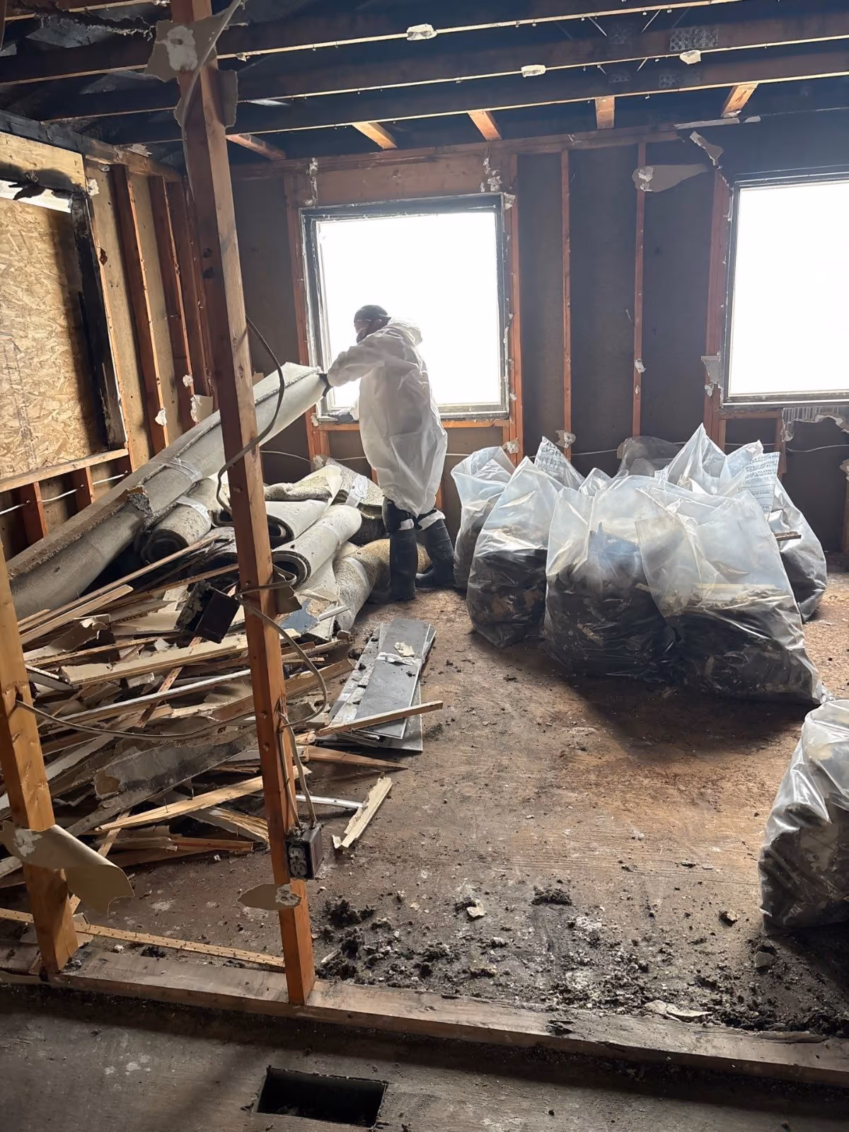 Debris removal after a fire