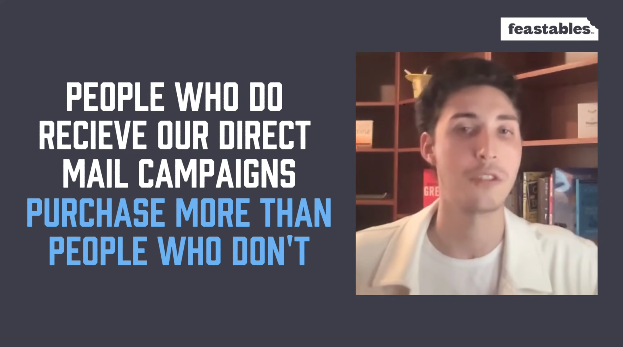 Feastables customer testimonial about direct mail campaigns
