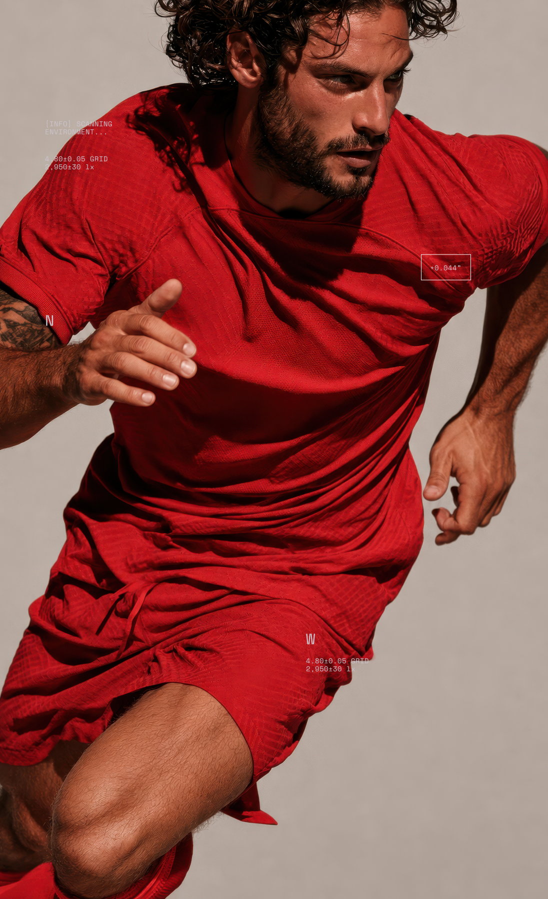 Soccer athlete in red kit