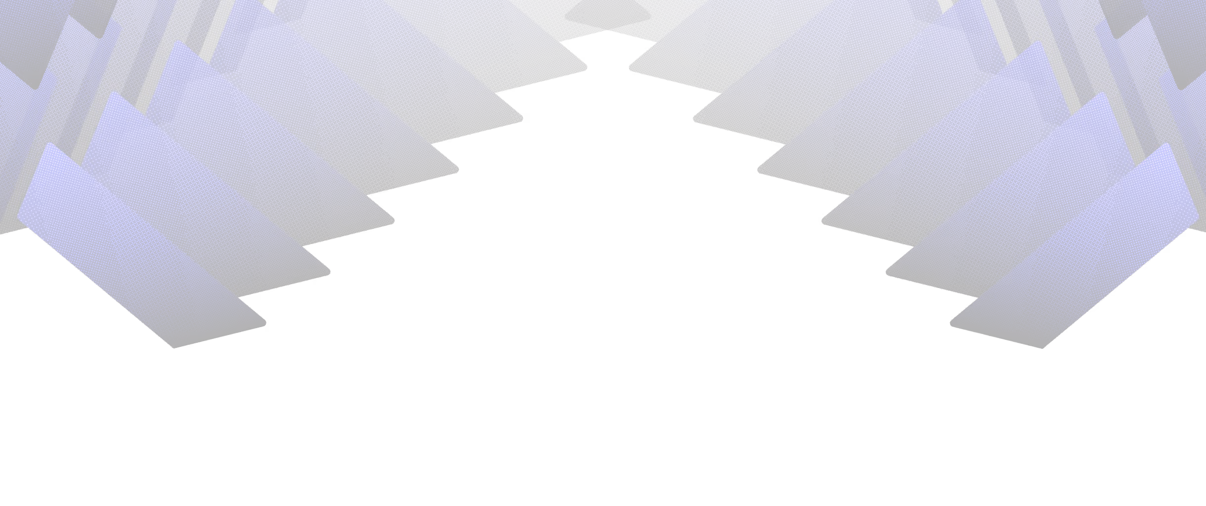 Blue and purple translucent rectangular shapes arranged in two angled rows on a black background.