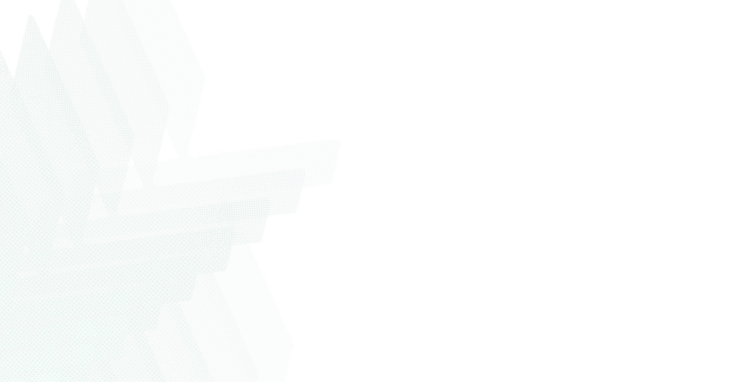 Light blue geometric polygonal shapes on left against a black background.