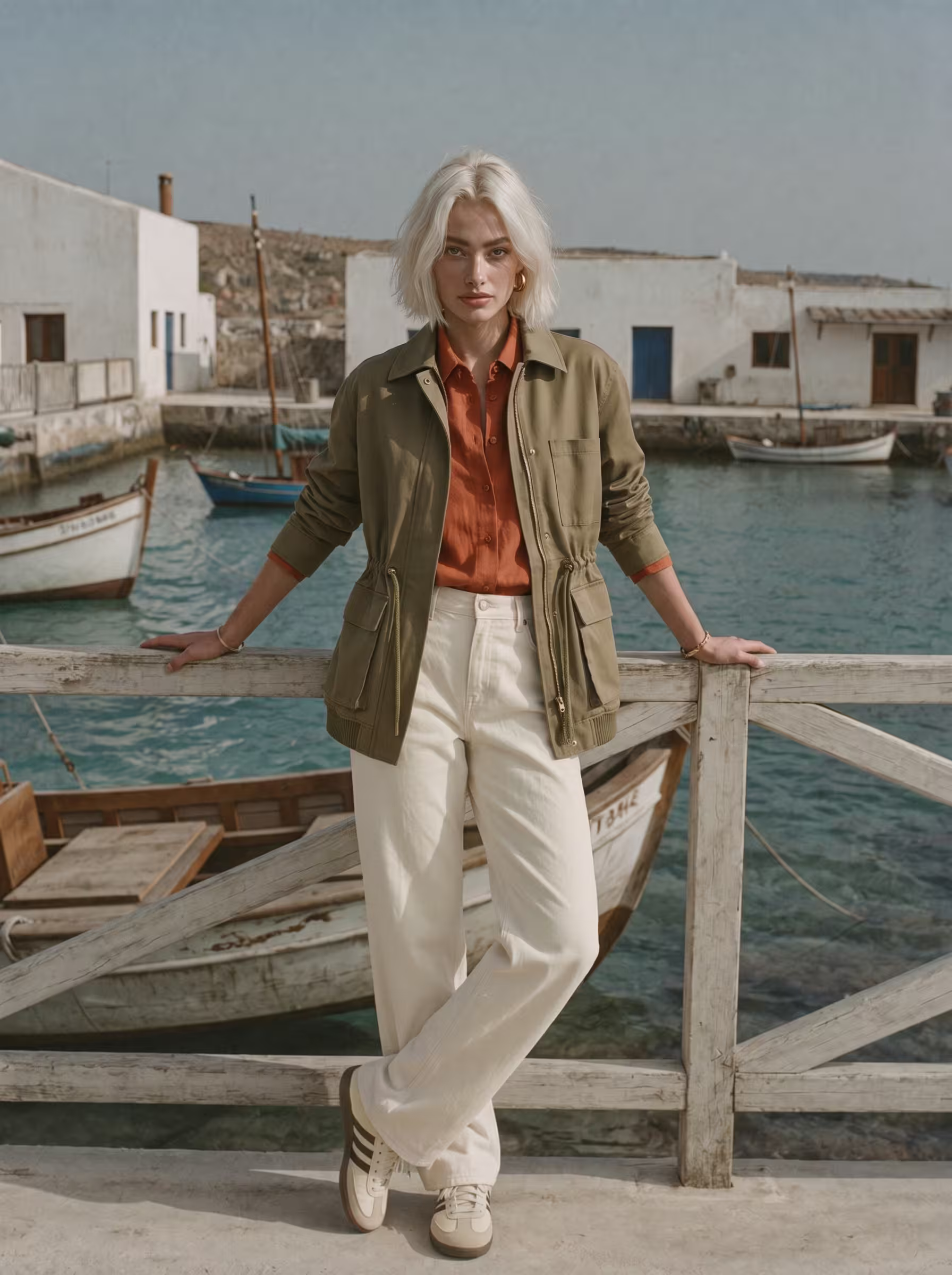 Multi-Pocket Button-Front Field Jacket in Khaki