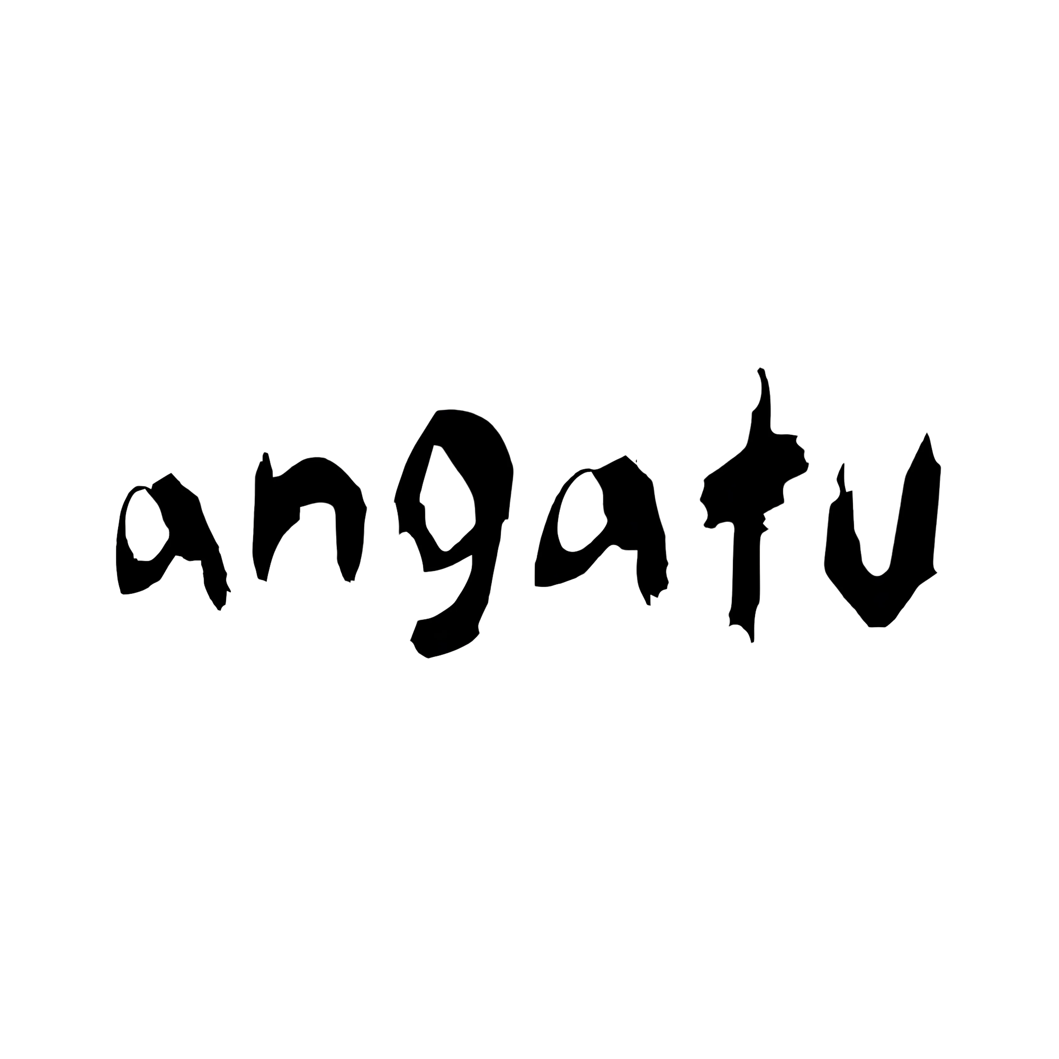 Black handwritten text spelling 'angatu' on a transparent background.