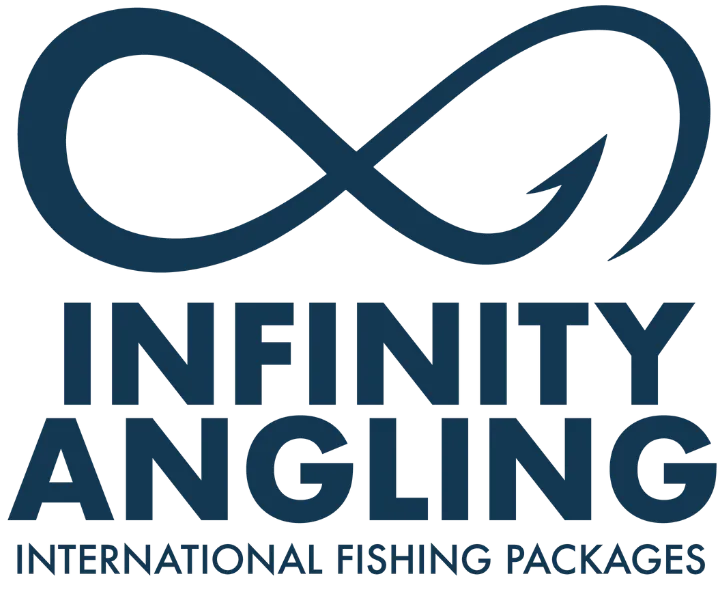 Logo of Infinity Angling with infinity symbol and text for international fishing packages.