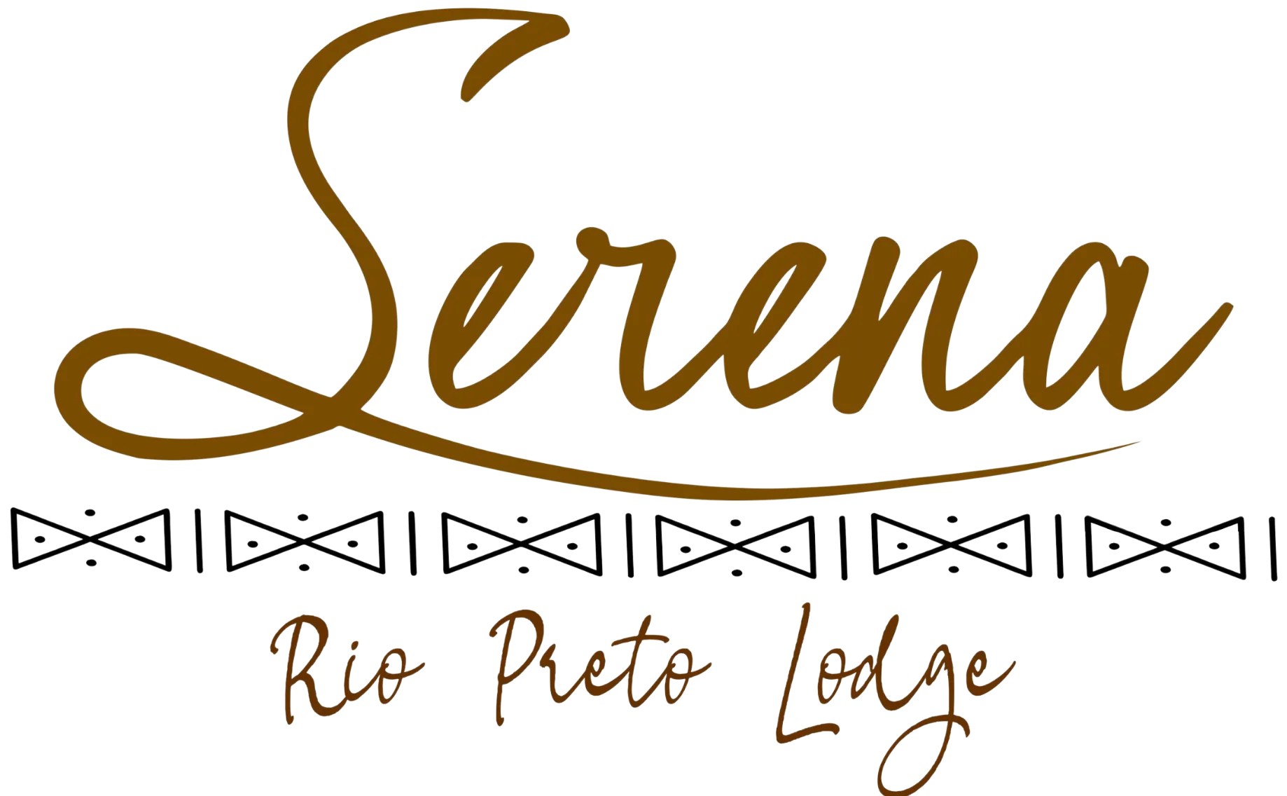 Serena Rio Preto Lodge logo with stylized brown script and geometric border design.