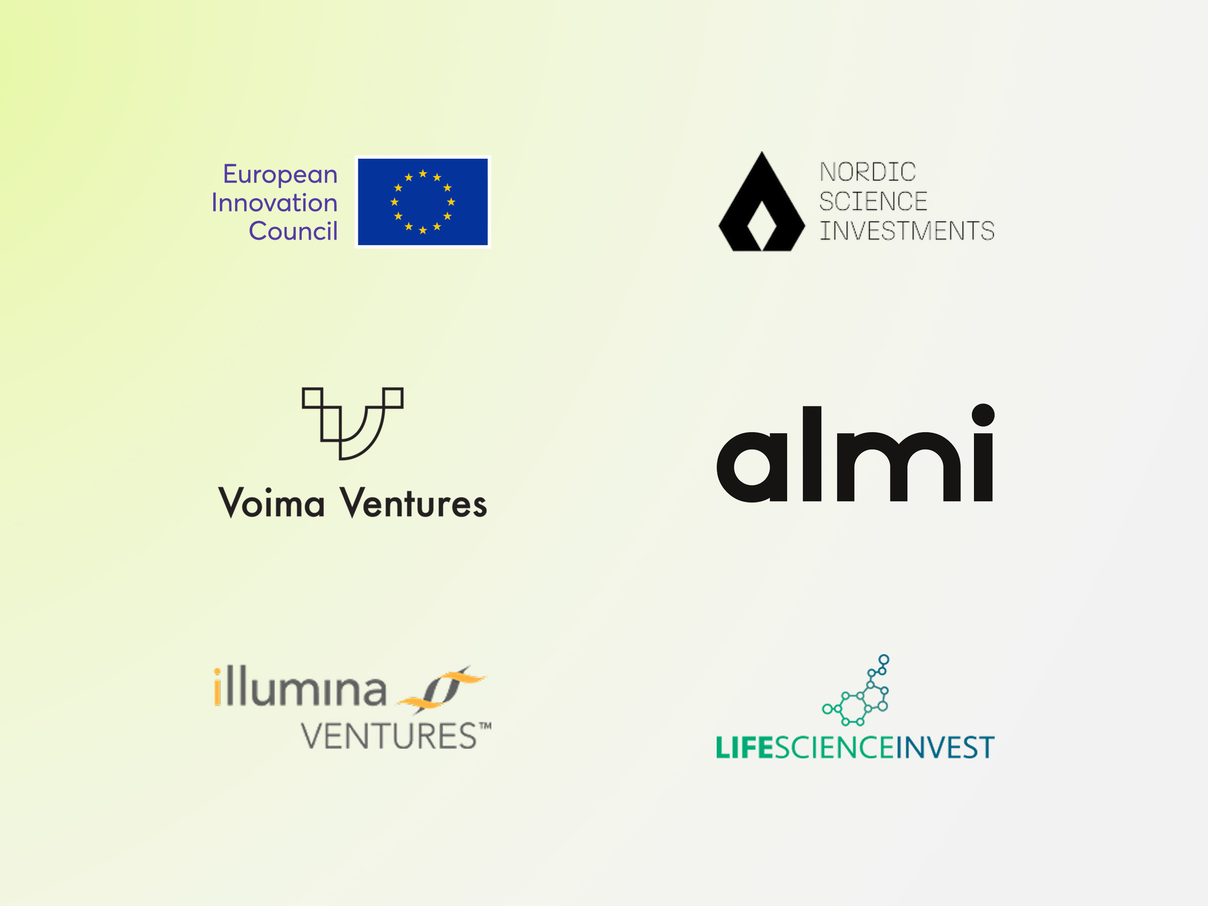 Announcement that CubaseBio secures €5.9 million in financing, with logos of European Innovation Council, Voima Ventures, Nordic Science Investments, Illumina Ventures, Almi, and Life Science Invest on a light gradient background.