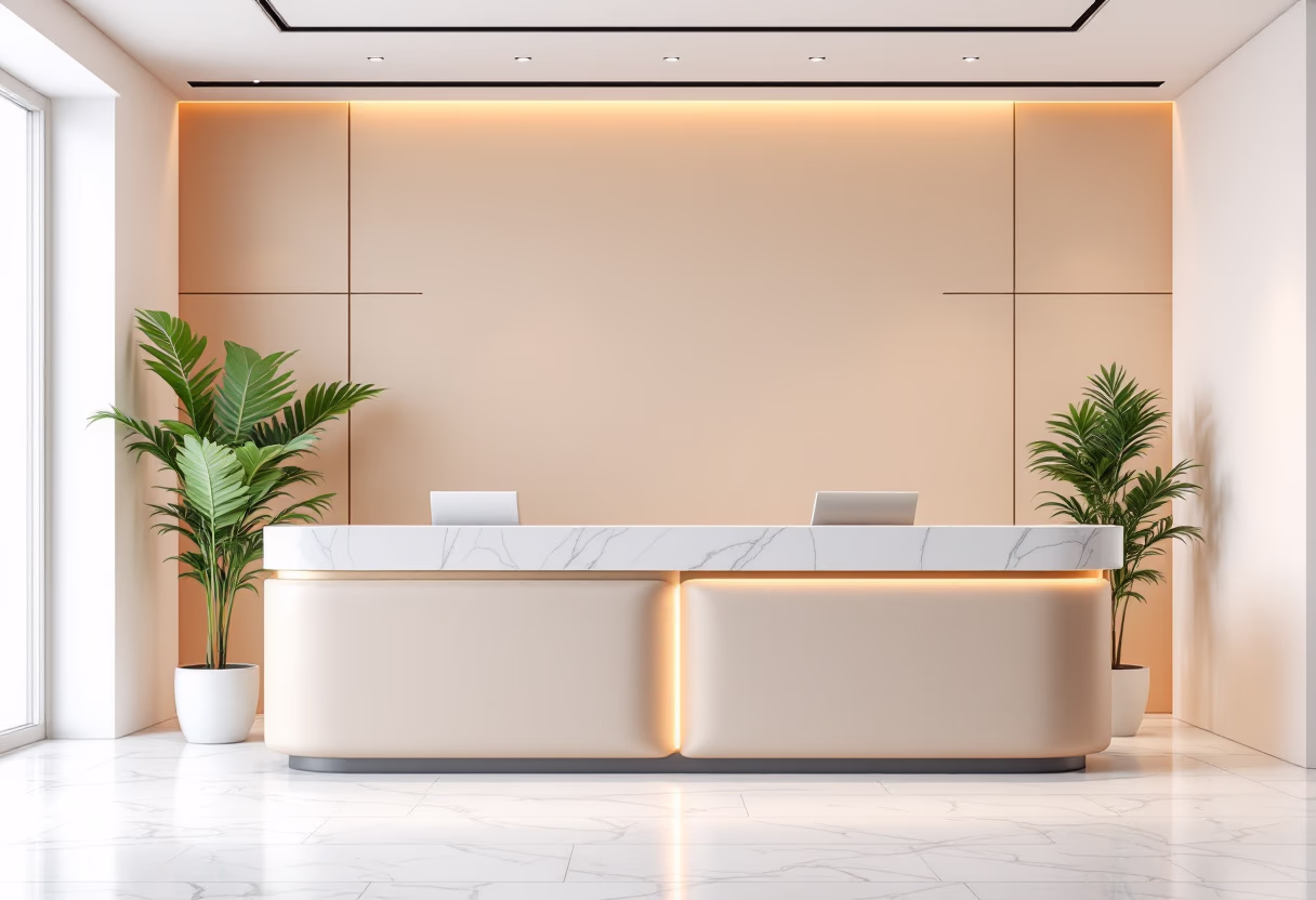 [background image] image of office reception desk (for a legal tech).