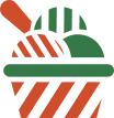Icône d'un panier en osier avec des légumes verts et une carotte orange.