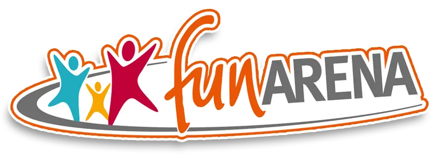 Logo mit stilisierten Figuren und dem Schriftzug FunARENA in Orange und Grau
