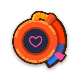 Circular graphic with a pink heart in the center and segmented colored rings surrounding it.