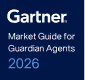 Gartner Market Guide for Guardian Agents 2026 badge with blue gradient background.