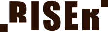 Stylized text logo reading 'RISEk' in bold brown uppercase letters.