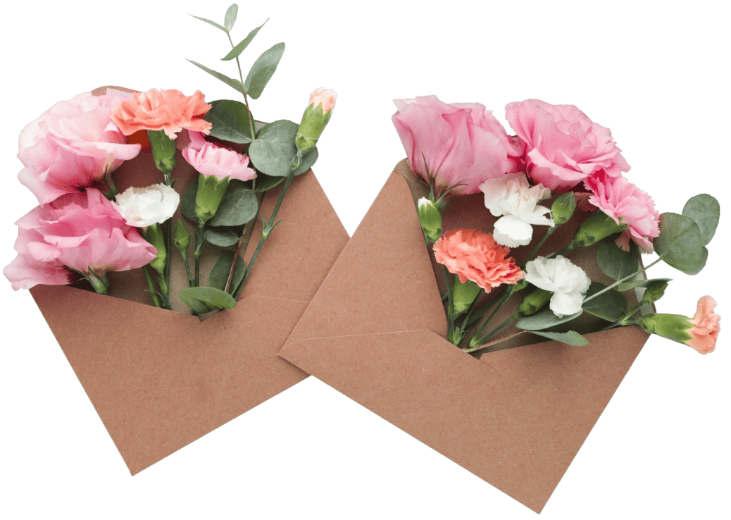 Composition With Beautiful Flowers Envelopes
