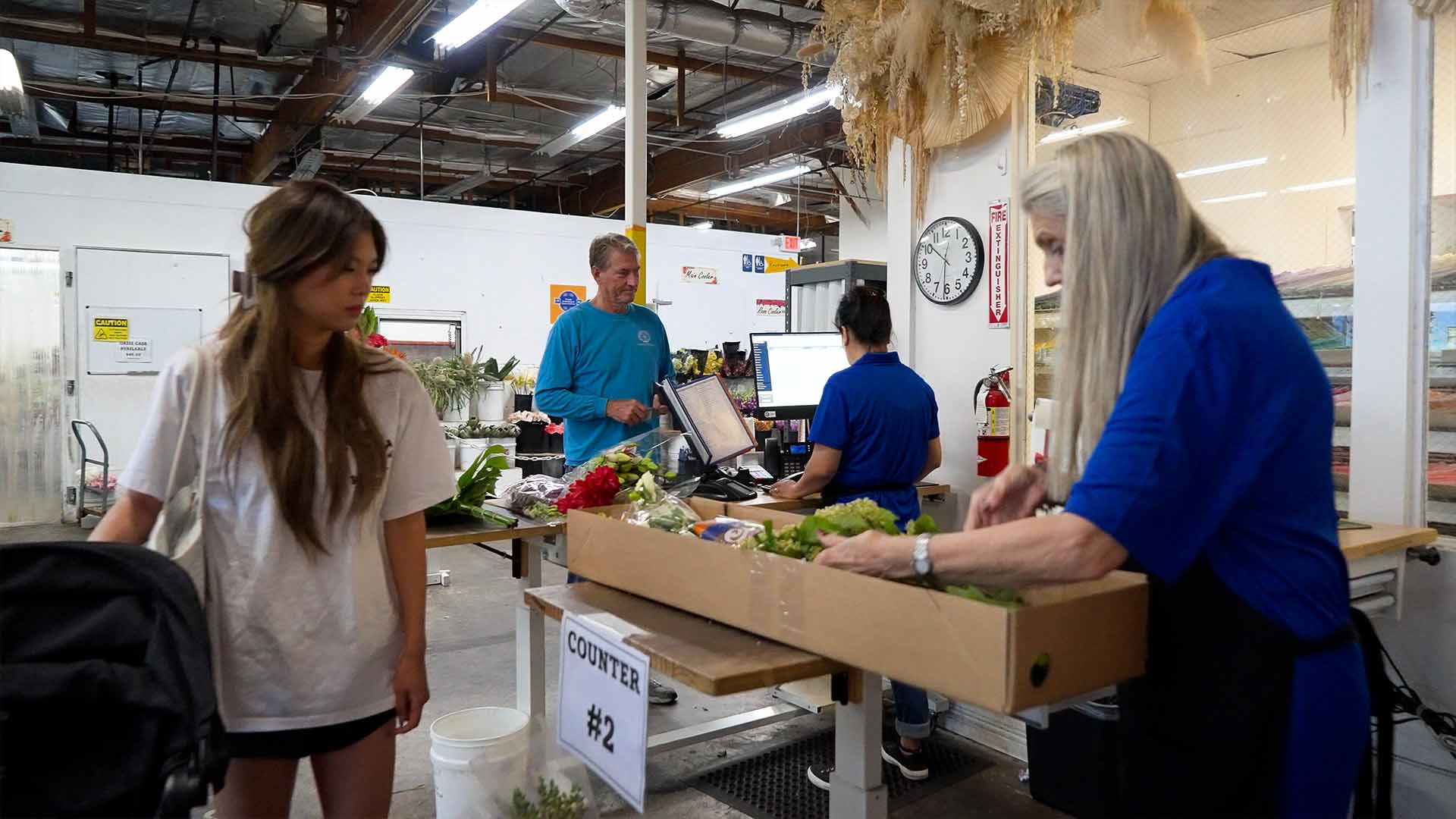 OC Wholesale Flowers team at the Santa Ana warehouse