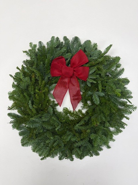 Wreath Noble With Red Bow from OC Wholesale Flowers Christmas inventory