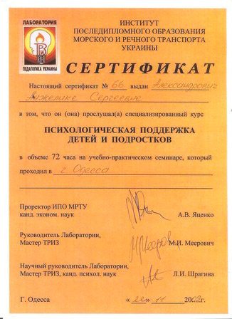 Сертификат 13