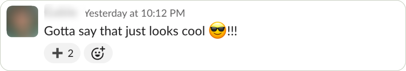 Endorsement message praising past design work