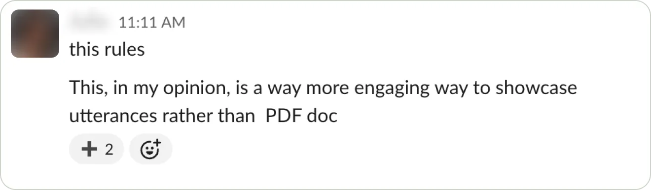 Endorsement message praising past design work