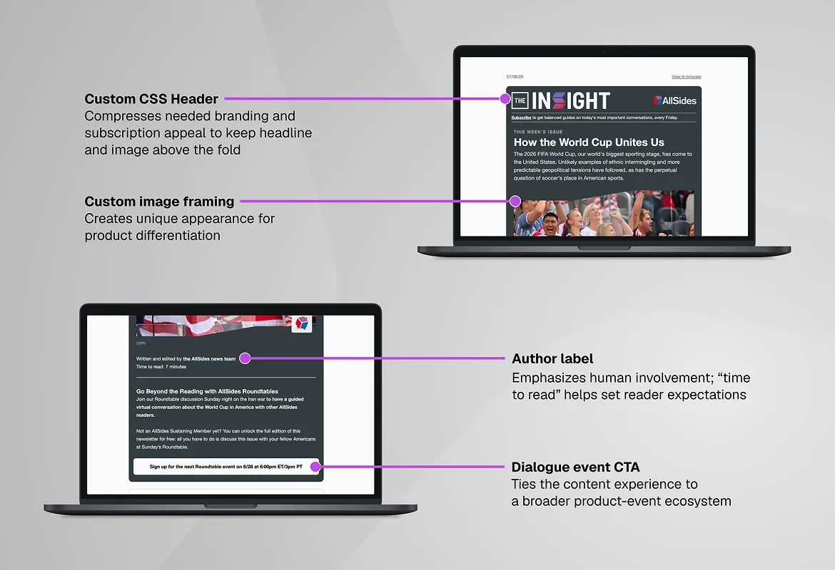The Insight newsletter shown across laptop and phone screens