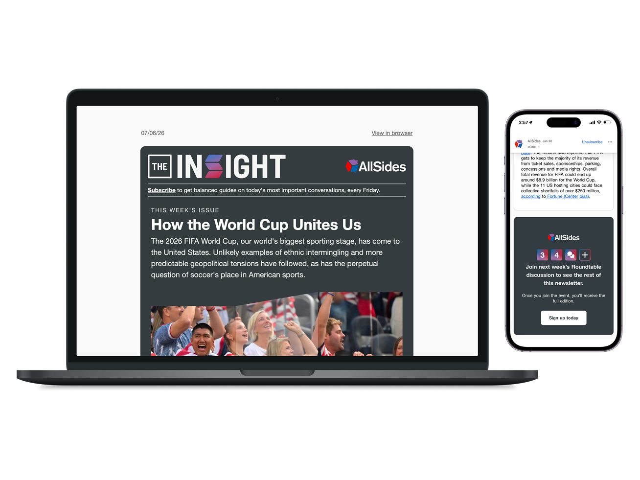 The Insight newsletter shown on phone mockups