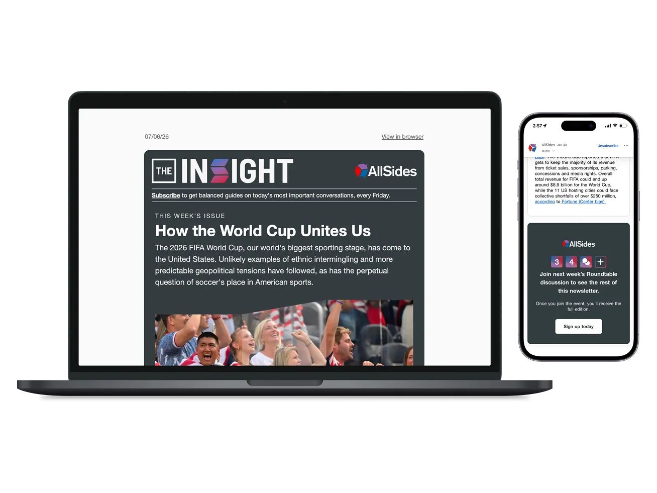 The Insight newsletter shown on phone mockups