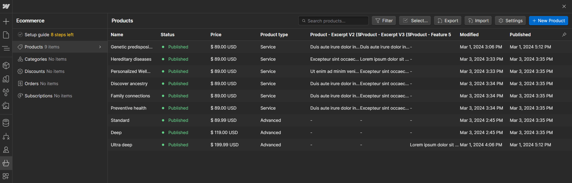 Ecommerce Collection - DNA X Webflow Template