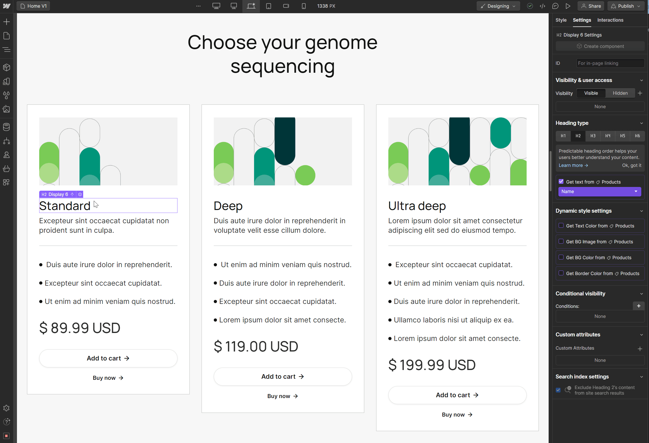 Ecommerce Content - DNA X Webflow Template