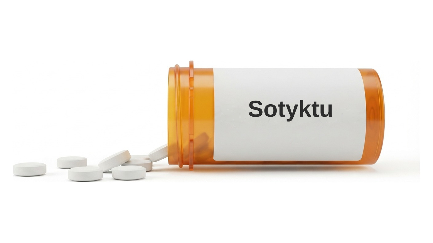 Bottle of Sotyktu tablets.
