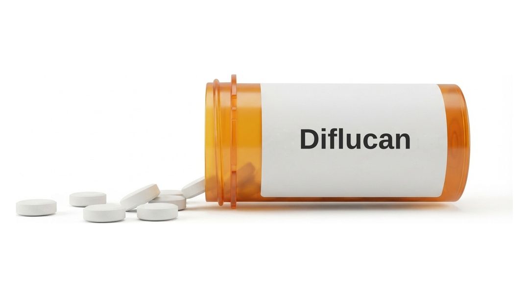 16:9 hero for Fluconazole. Never cropped: the tone strip and the corner logo depend on the full frame.
