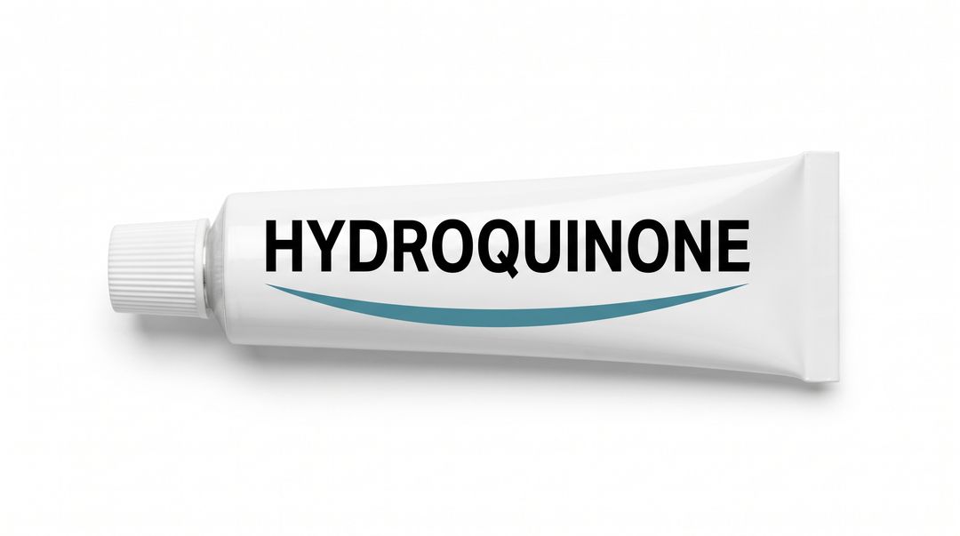 16:9 hero for Hydroquinone 4%. Never cropped: the tone strip and the corner logo depend on the full frame.