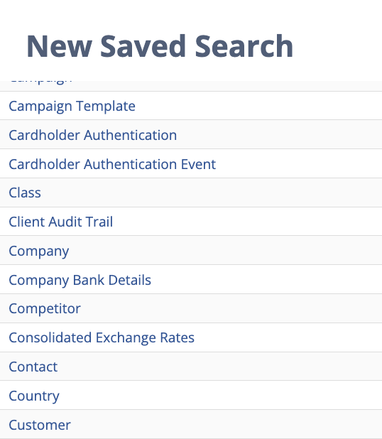 List of search types