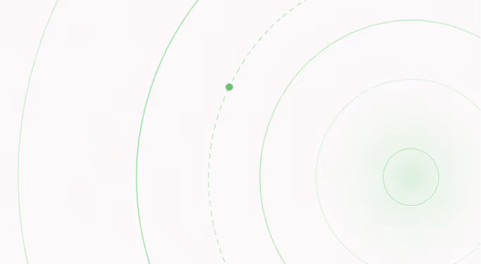 Concentric green circles with a single solid green dot on a dashed circle on a light background.