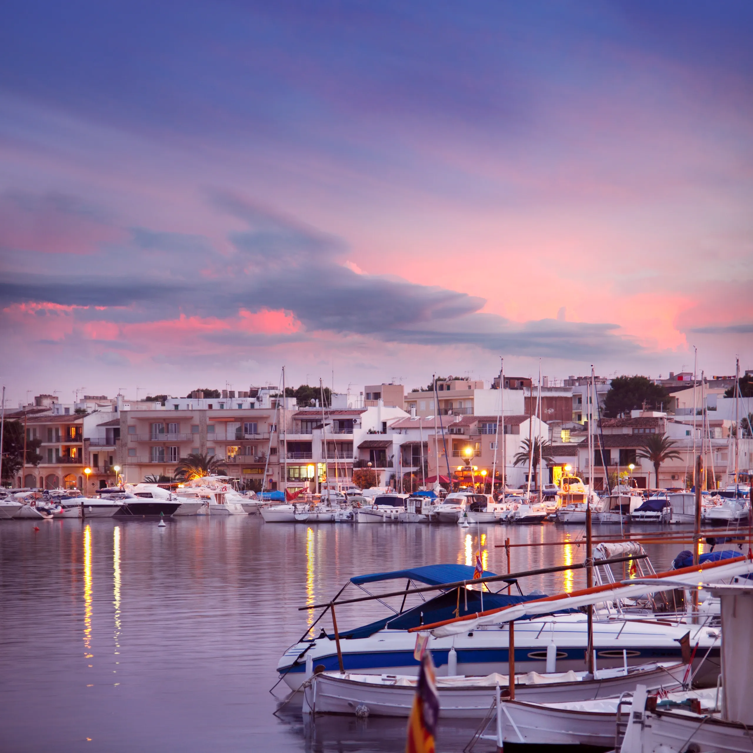 Sunset view over a coastal holiday rental destination