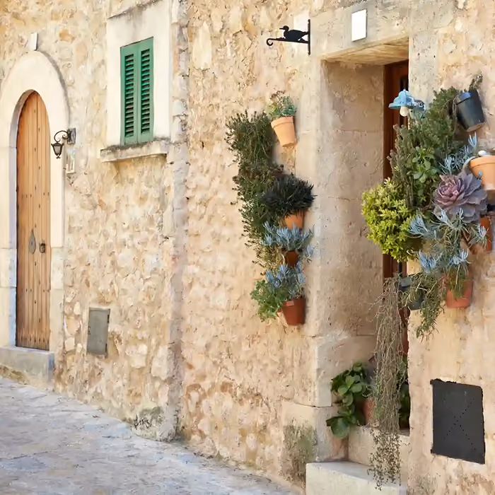 Traditional stone houses in Santanyí village Mallorca