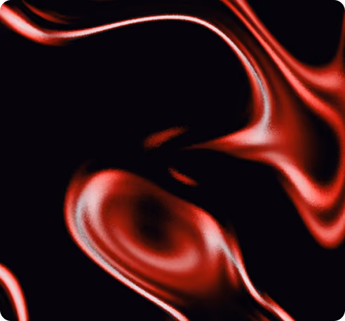 Abstract red fluid shapes swirling on a black background.