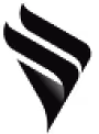Abstract black flame or wing-shaped design with three curved segments.