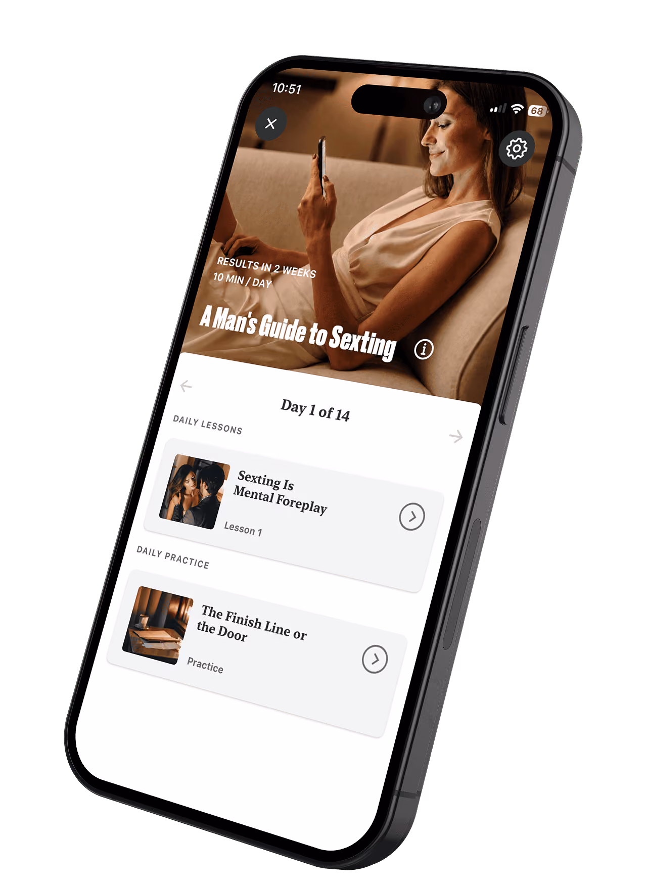 The Coach app: Man’s Guide to Sexting program for men with lessons on sexting.