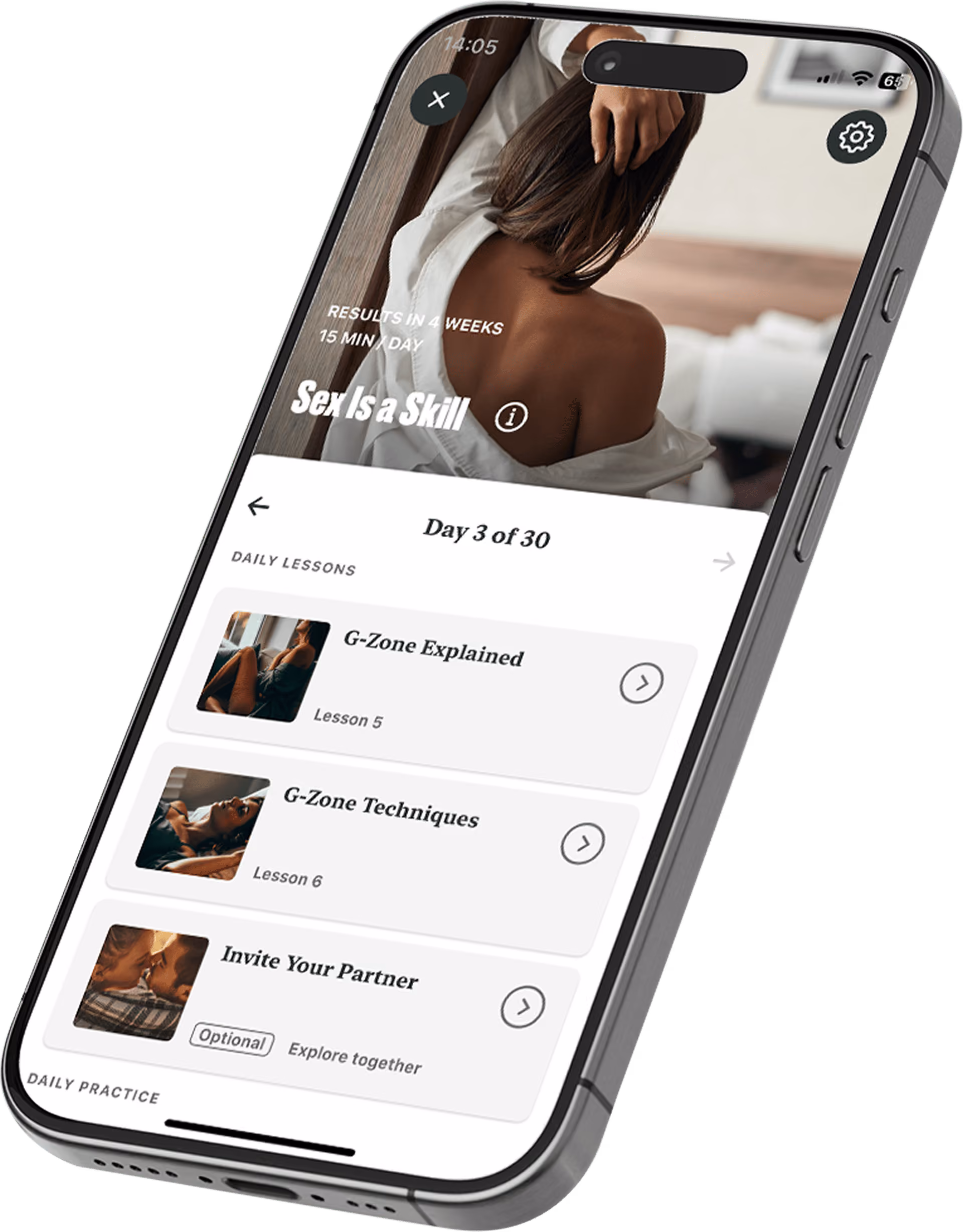 The Coach app: Sex Is a Skill program for men with daily lessons on female pleasure.