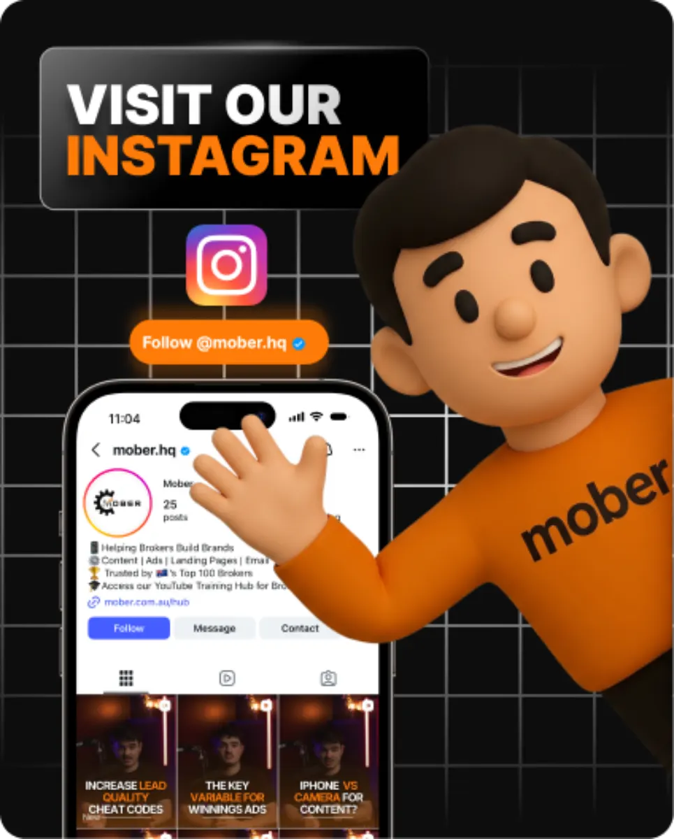 Visit Mober on Instagram, follow @mober.hq for mortgage broker marketing content