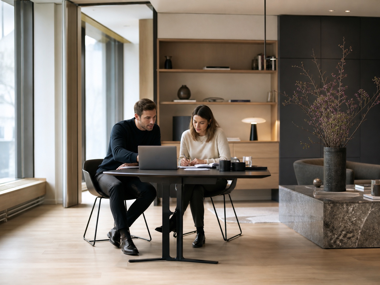 Deux consultants UPORA collaborent dans une agence SEO et GEO