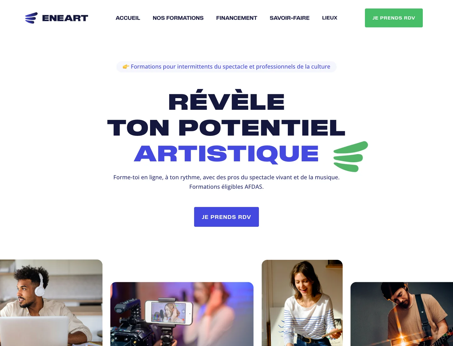 Le site ENEART, organisme de formation aux métiers artistiques