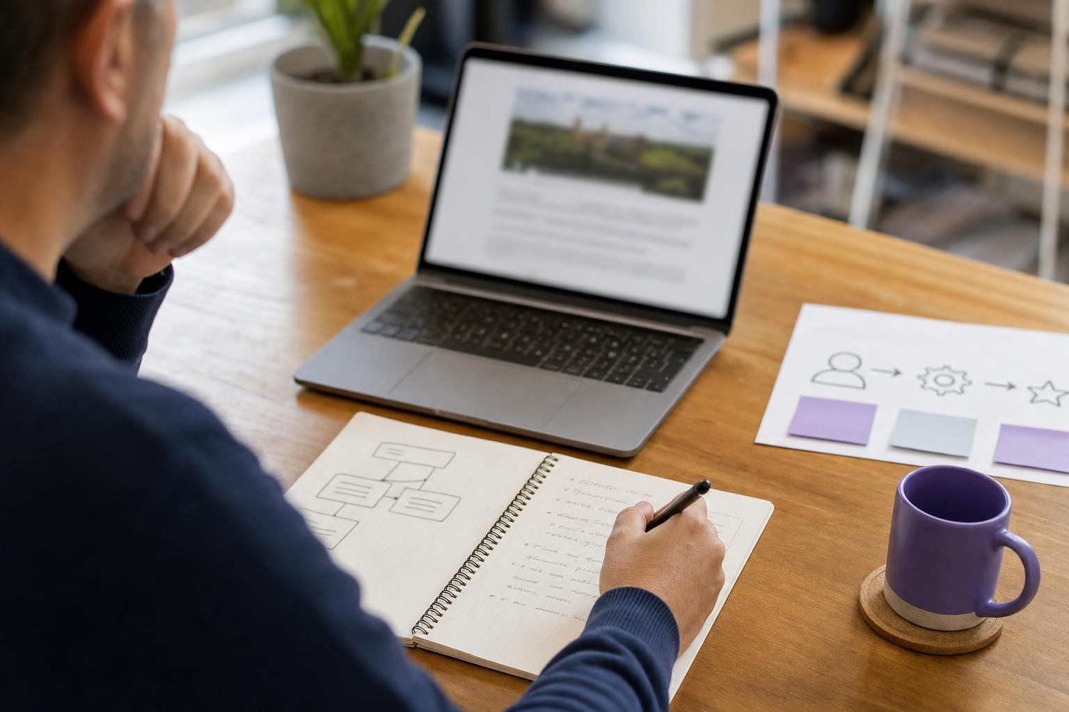 Illustration editoriale — Contenu généré par IA et Google en 2026 : est-ce autorisé, pénalisé, et ce qu'une PME a le droit de publier