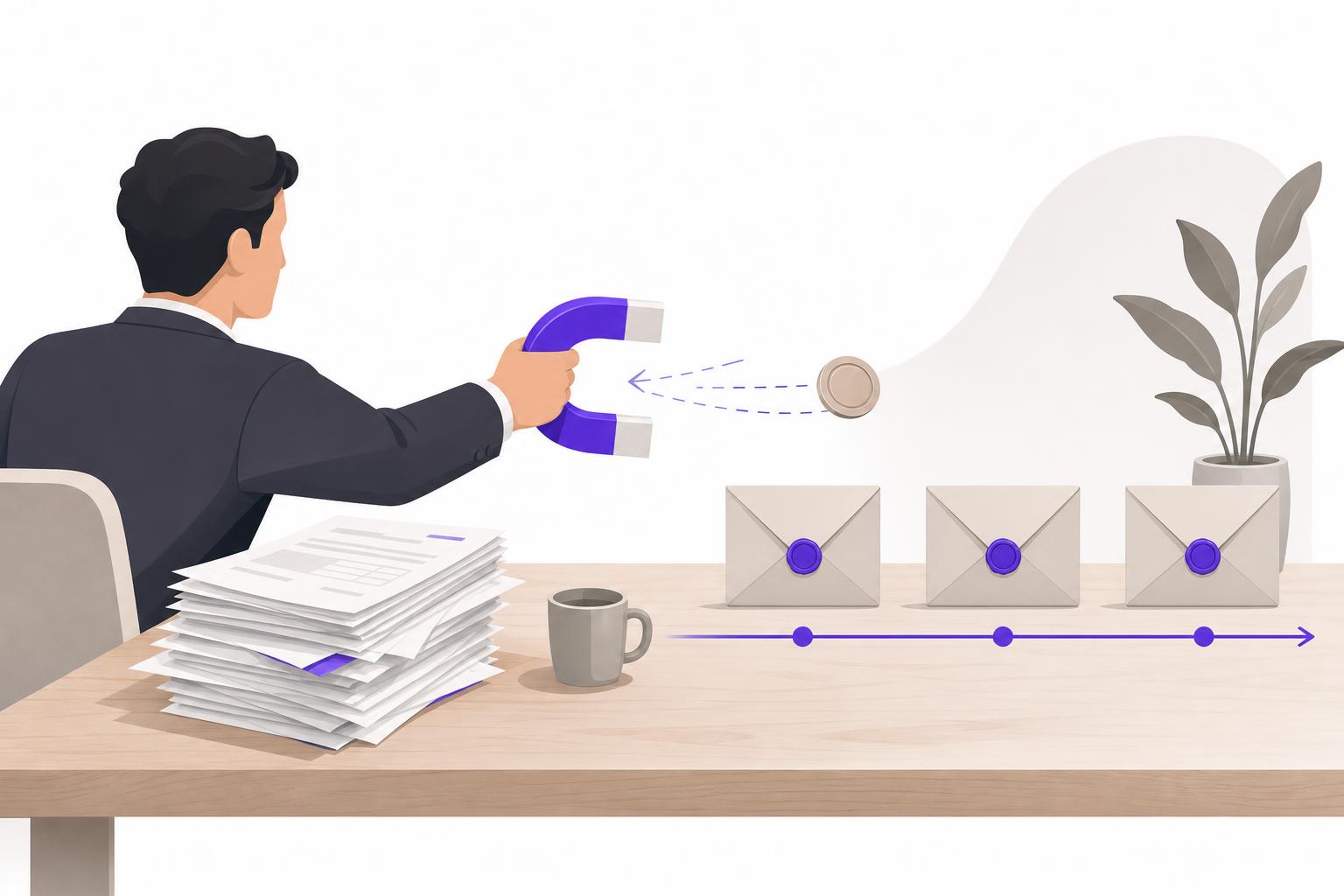 Illustration editoriale — Relance client par mail : la méthode et le modèle pour ne plus courir après les impayés et les devis