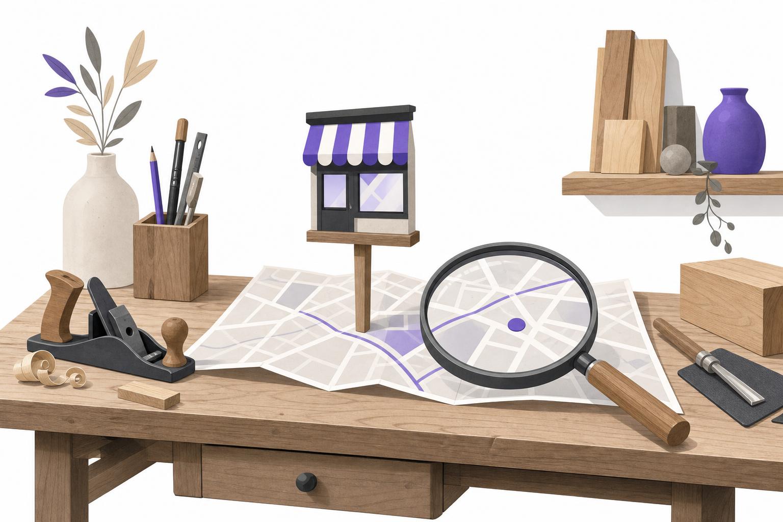 Illustration editoriale — Créer et référencer un site d’artisan (S1) : combien ça coûte de le faire soi-même vs le rendre vraiment trouvable près de chez soi